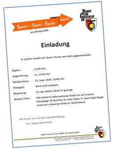 Einladung zu Sport, Spiel und Spaß am 28. September 2024